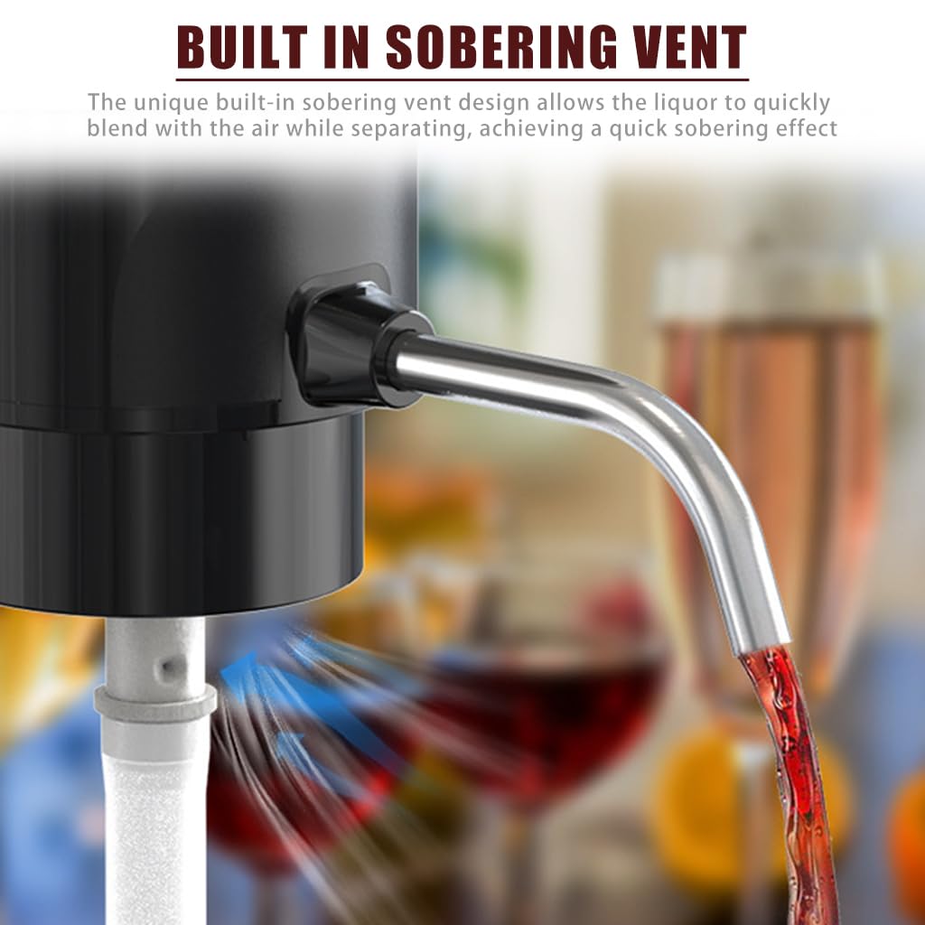 HASTHIP Electric Wine Aerator Wine Decanter Automatic Wine Aerator, One Touch Wine Dispenser Wine Pourer with USB Rechargeable, Wine Lover Gifts for Women&Men (Black-ABS) HASTHIP Electric Wine Aerator Wine Decanter Automatic Wine Aerator, One Touch Wine Dispenser Wine Pourer with USB Rechargeable, Wine Lover Gifts for Women&Men (Black-ABS)